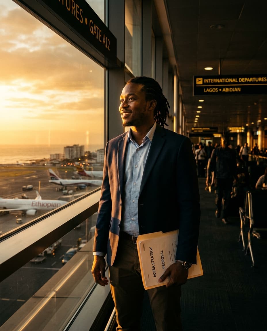 Qualifizierte Fachkraft aus Afrika auf dem Weg zu einer Arbeit in Deutschland